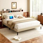 HAOARA King Size Wooden Bed Frame with Storage