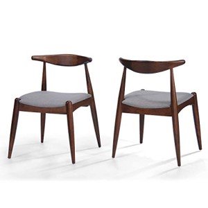 Francie Fabric Dining Chairs, Dark Beige & Walnut, 2 Pack