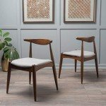 Francie Fabric Dining Chairs, Dark Beige & Walnut, 2 Pack