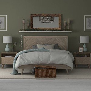 Chevron Wooden Bed Frame with Headboard - California King