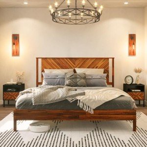 Rustic Deluxe King Bed Frame with Acacia Wood