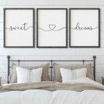 Set of 3 Black "Sweet Dreams" Wall Panels