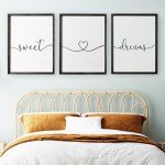 Set of 3 Black "Sweet Dreams" Wall Panels