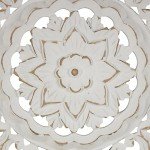 Deco 79 Wood Floral Handmade Home Wall Decor Intricately Carved Mandala Wall Sculpture, Wall Art 35" x 2" x 35", White