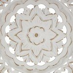 Deco 79 Wood Floral Handmade Home Wall Decor Intricately Carved Mandala Wall Sculpture, Wall Art 35" x 2" x 35", White