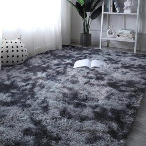 Thick Fluffy Dark Grey 8x10 Area Rug