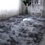 Thick Fluffy Dark Grey 8x10 Area Rug