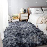 Thick Fluffy Dark Grey 8x10 Area Rug