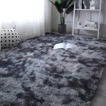 Thick Fluffy Dark Grey 8x10 Area Rug