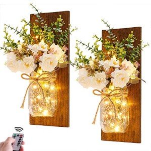 Rustic Mason Jar Wall Sconces with Fairy Lights
