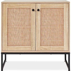 2-Door Rattan Storage Cabinet for Home Use