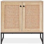 2-Door Rattan Storage Cabinet for Home Use