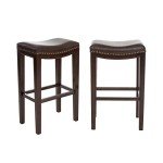 Jaeden Brown Backless Leather Bar Stools (Set of 2)