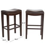 Jaeden Brown Backless Leather Bar Stools (Set of 2)