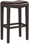 Jaeden Brown Backless Leather Bar Stools (Set of 2)