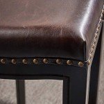 Jaeden Brown Backless Leather Bar Stools (Set of 2)