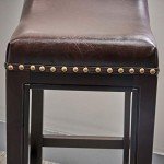 Jaeden Brown Backless Leather Bar Stools (Set of 2)