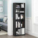 Furinno JAYA Home 5-Shelf Bookcase in Black