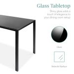 Stylish 5-Piece Glass Dining Table Set with Chairs