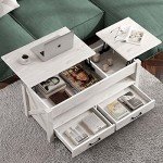 Gray Coffee Table with 2 Drawers and Hidden Compartment