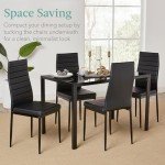 Stylish 5-Piece Glass Dining Table Set with Chairs