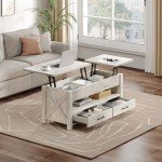 Gray Coffee Table with 2 Drawers and Hidden Compartment