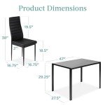 Stylish 5-Piece Glass Dining Table Set with Chairs