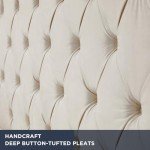 Cream Velvet Queen Bed Frame with Tall Headboard