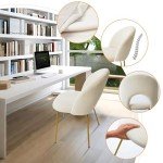 Beige Velvet Dining Chairs with Metal Legs - Set of 2