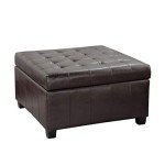 Alexandria Bonded Leather Storage Ottoman - Marbled Brown