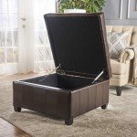 Alexandria Bonded Leather Storage Ottoman - Marbled Brown