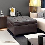 Alexandria Bonded Leather Storage Ottoman - Marbled Brown