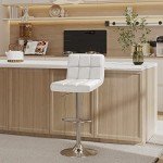 Modern Adjustable Bar Stools Set of 2 White