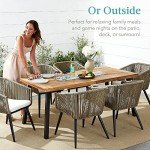 Acacia Wood Dining Table with Metal Legs - 69