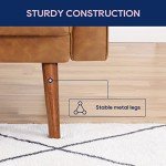 Mid-Century Faux Leather 3-Seater Sofa in Tan