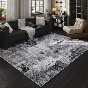 Boho Soft 5x7 Washable Area Rug - Grey/Black