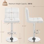 White Adjustable Back Bar Stools Set of 2