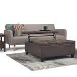 Harrison Coffee Table Storage Ottoman in Distressed Brown