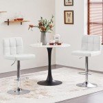 White Adjustable Back Bar Stools Set of 2