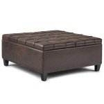 Harrison Coffee Table Storage Ottoman in Distressed Brown