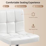 White Adjustable Back Bar Stools Set of 2