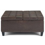 Harrison Coffee Table Storage Ottoman in Distressed Brown