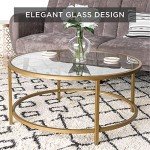 Modern 36in Round Glass Accent Coffee Table