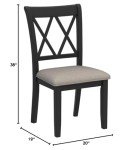 Set of 2 Black Upholstered Dining Chairs