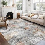 Ultra Soft Non-Slip 5x7 Area Rug - Gray/Rust