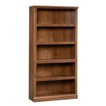 Oiled Oak 5-Shelf Split Bookcase for Storage