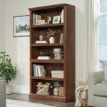 Oiled Oak 5-Shelf Split Bookcase for Storage