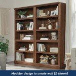 Oiled Oak 5-Shelf Split Bookcase for Storage