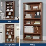 Oiled Oak 5-Shelf Split Bookcase for Storage