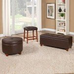 Chocolate Brown Round Leatherette Storage Ottoman